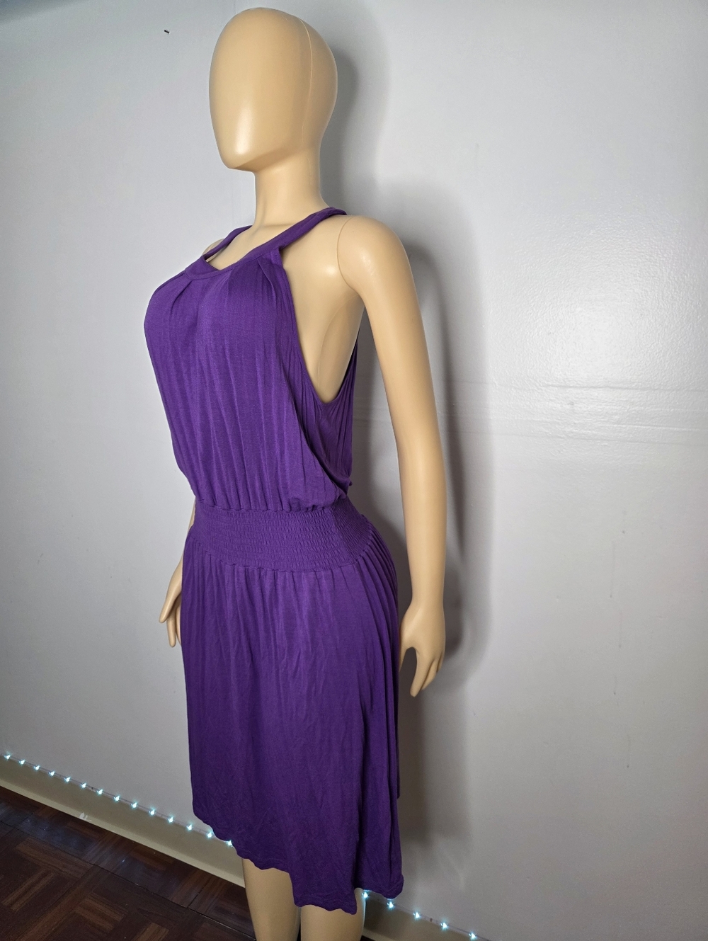 Hope & Honey Sleeveless Purple Smocked-Waist Midi Dress Size US/M